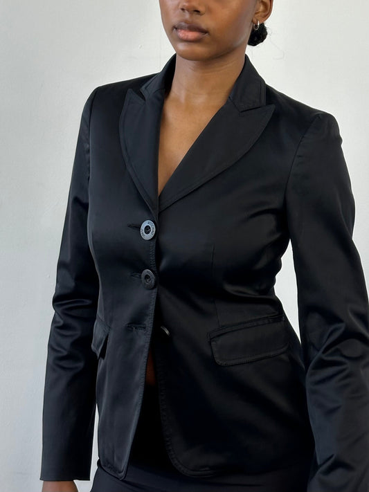 Moschino Jeans 2000s Dagger Collar Cotton Fitted Blazer - XS