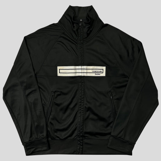 Stone Island AW04 Denims Spellout Logo Black Track Jacket - L
