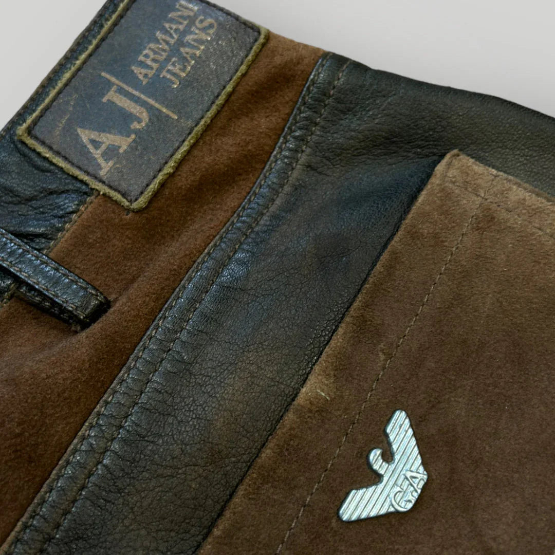 Armani Leather Hemp Mix Flared Trousers 32/32