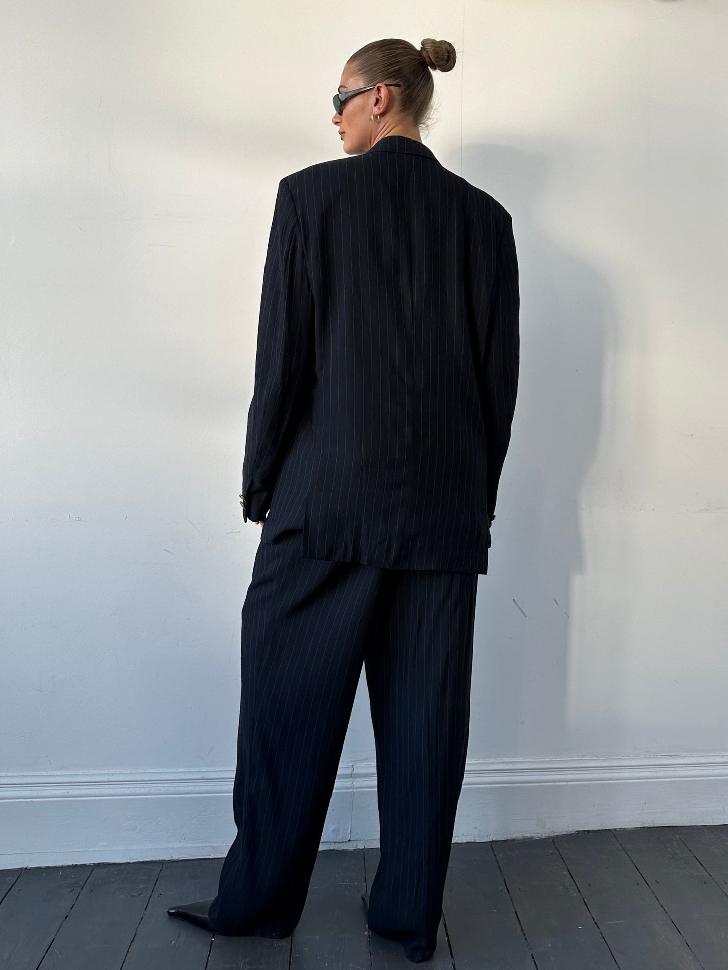 Gianni Versace Versus 1990s Pinstripe Bespoke Button Double Breasted Suit - 44L/W34