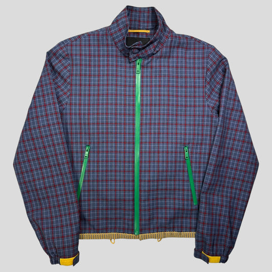 Prada Milano SS16 Wool Taped Zip Technical Plaid Blouson Jacket - IT46