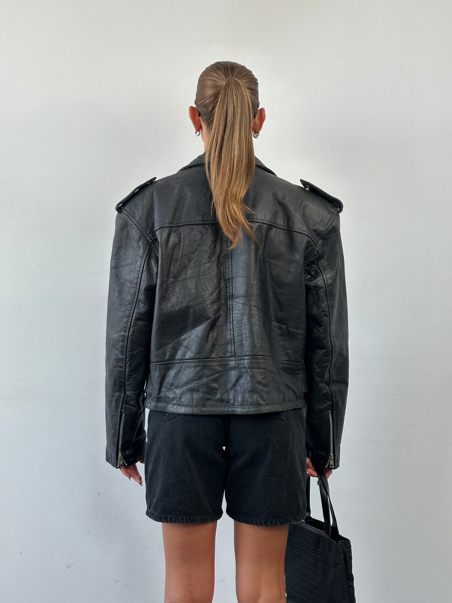 Vintage 1990s Leather Biker Jacket - L