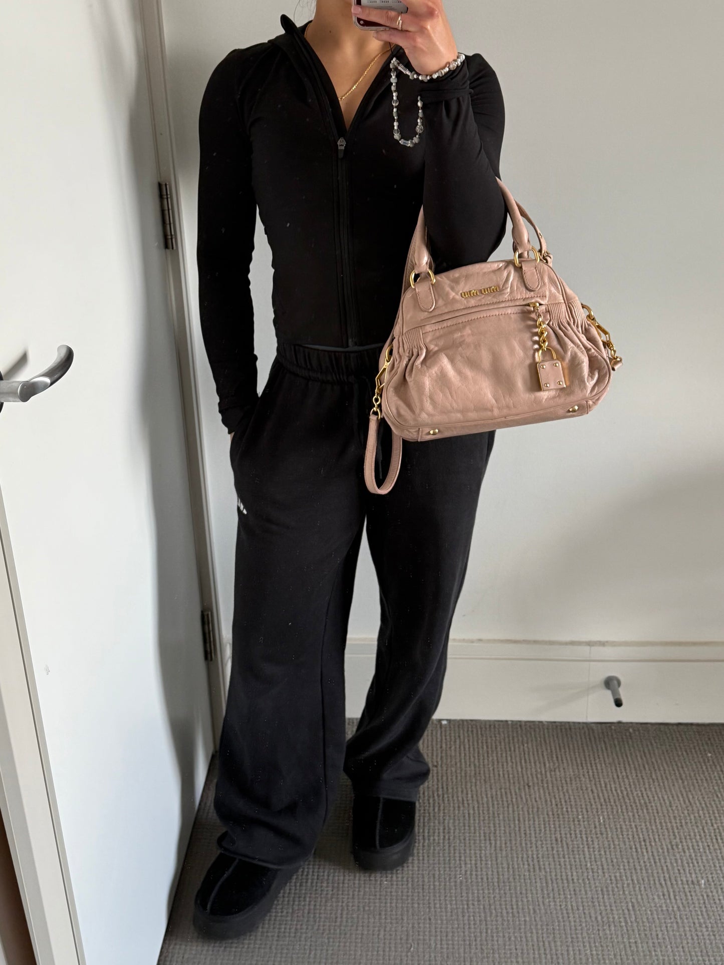 2010s Miu Miu Vitello Shine 2Way Charm Handbag | O/S, Gold