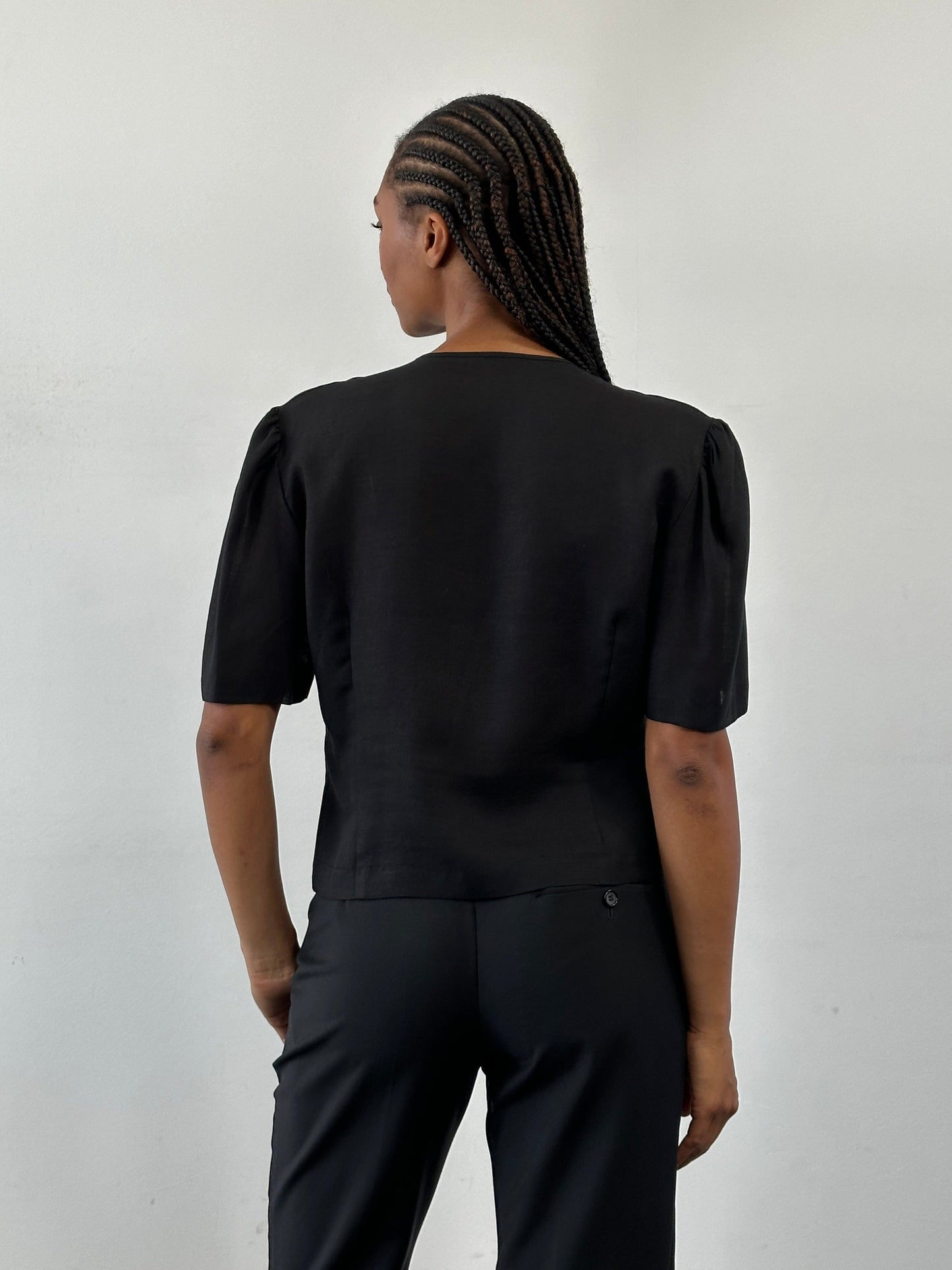 St Michael 1987 Cropped Short Sleeve Blazer - M