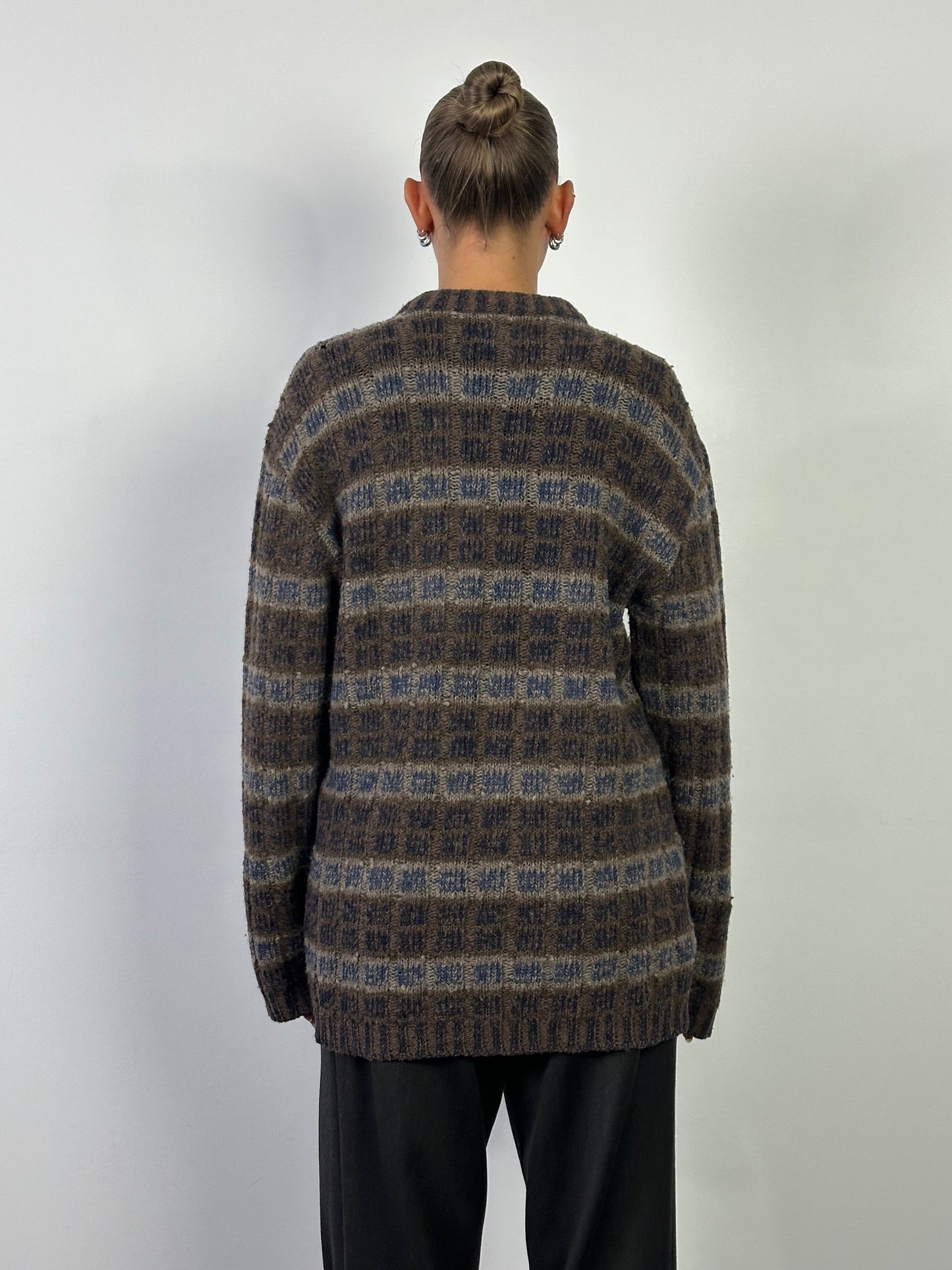 Armani Jeans Wool Check Knitted Jumper - XL