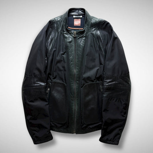 Hugo Boss Orange Nylon & Leather Panel Biker Jacket (2000s)