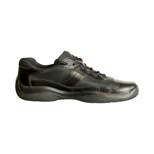 Prada Black Patent Leather America's Cup Low Top Trainers