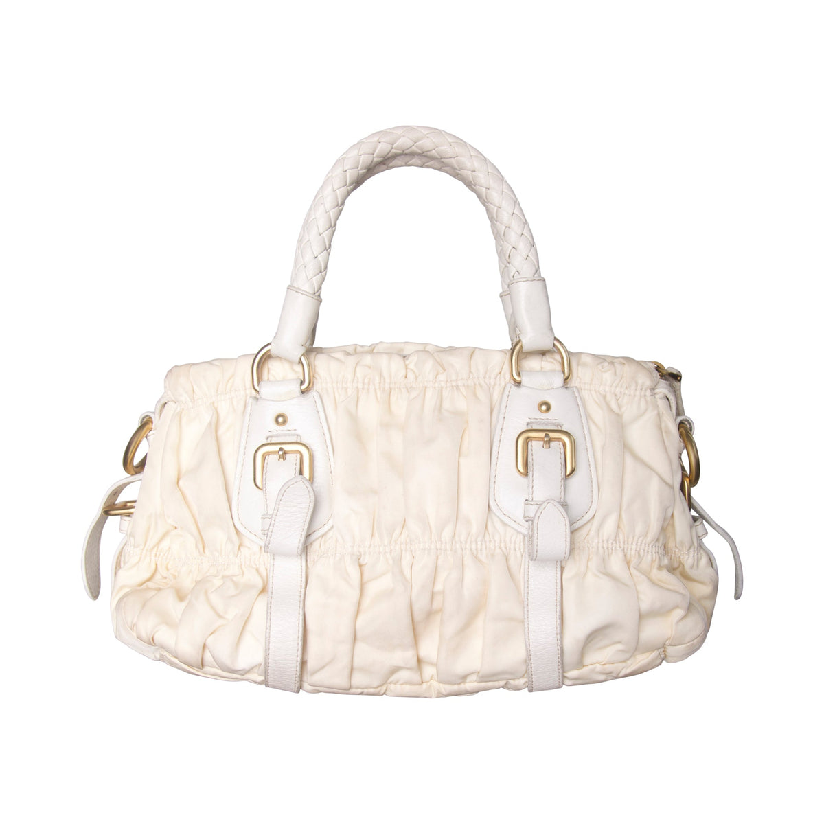 Prada Nylon Gaufre Tessuto Satchel Bag | O/S, Ivory