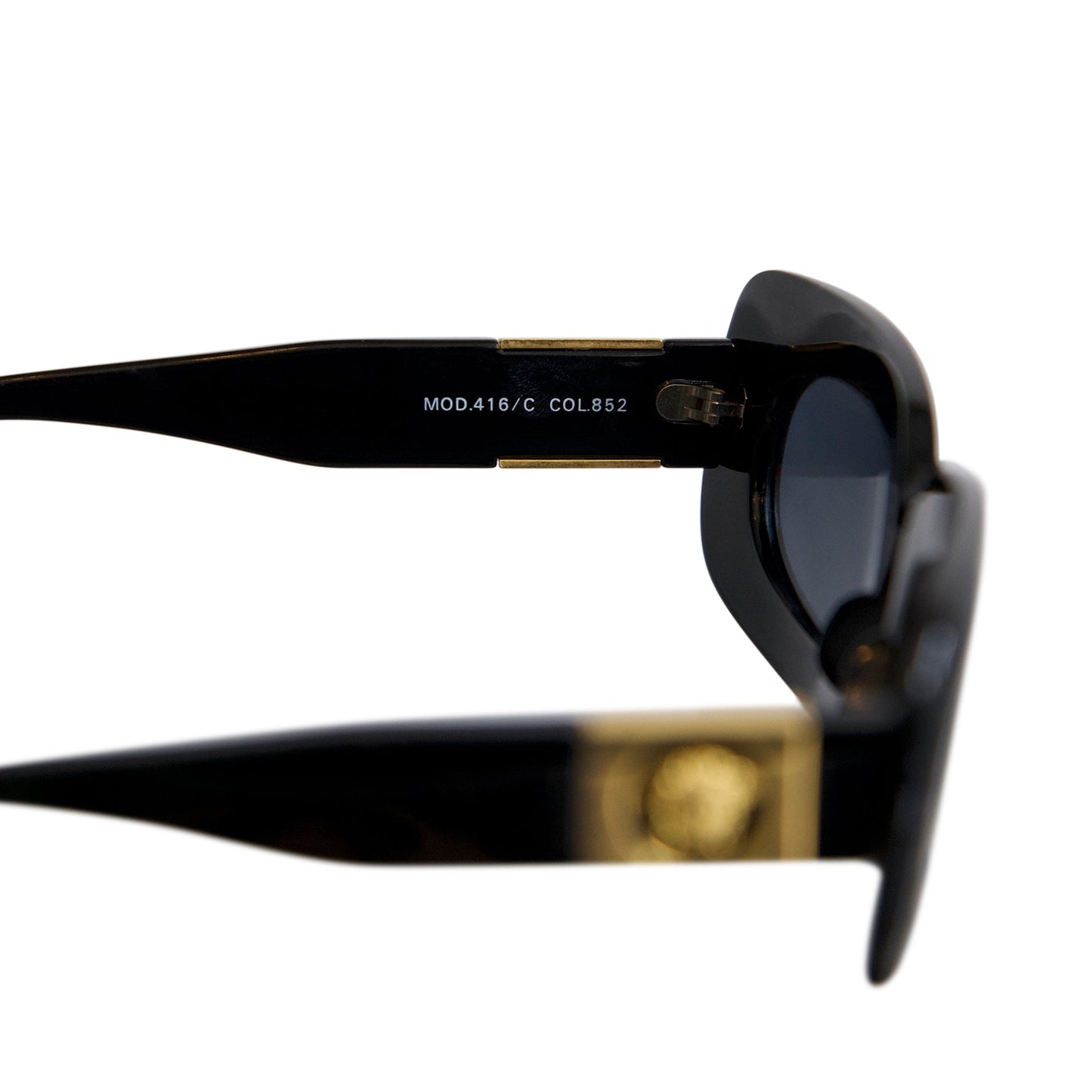 Gianni Versace 416/C 825 Gold Medusa Logo Black Block Frame Sunglasses