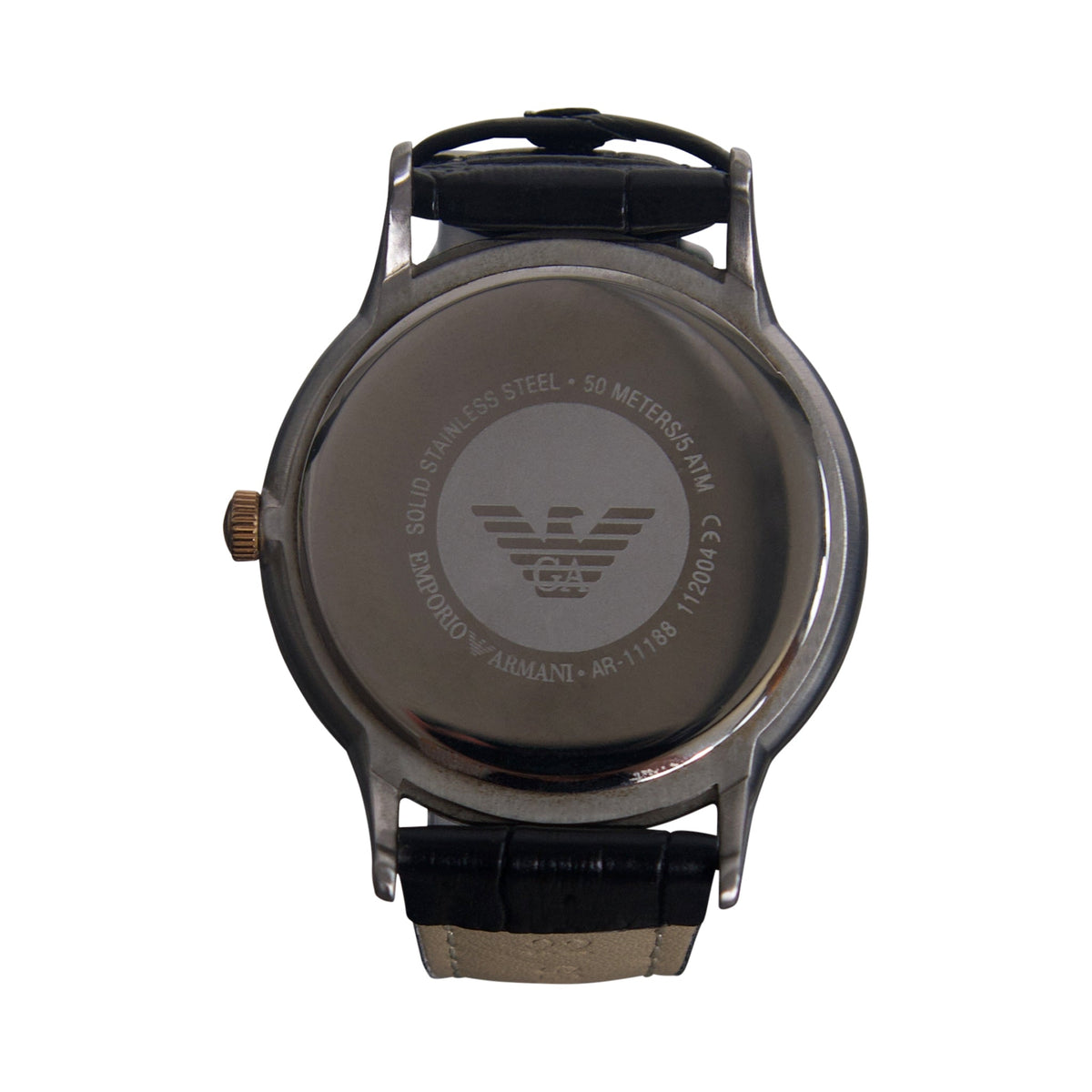 Emporio Armani Black Croc Leather Strap Watch | O/S, Black