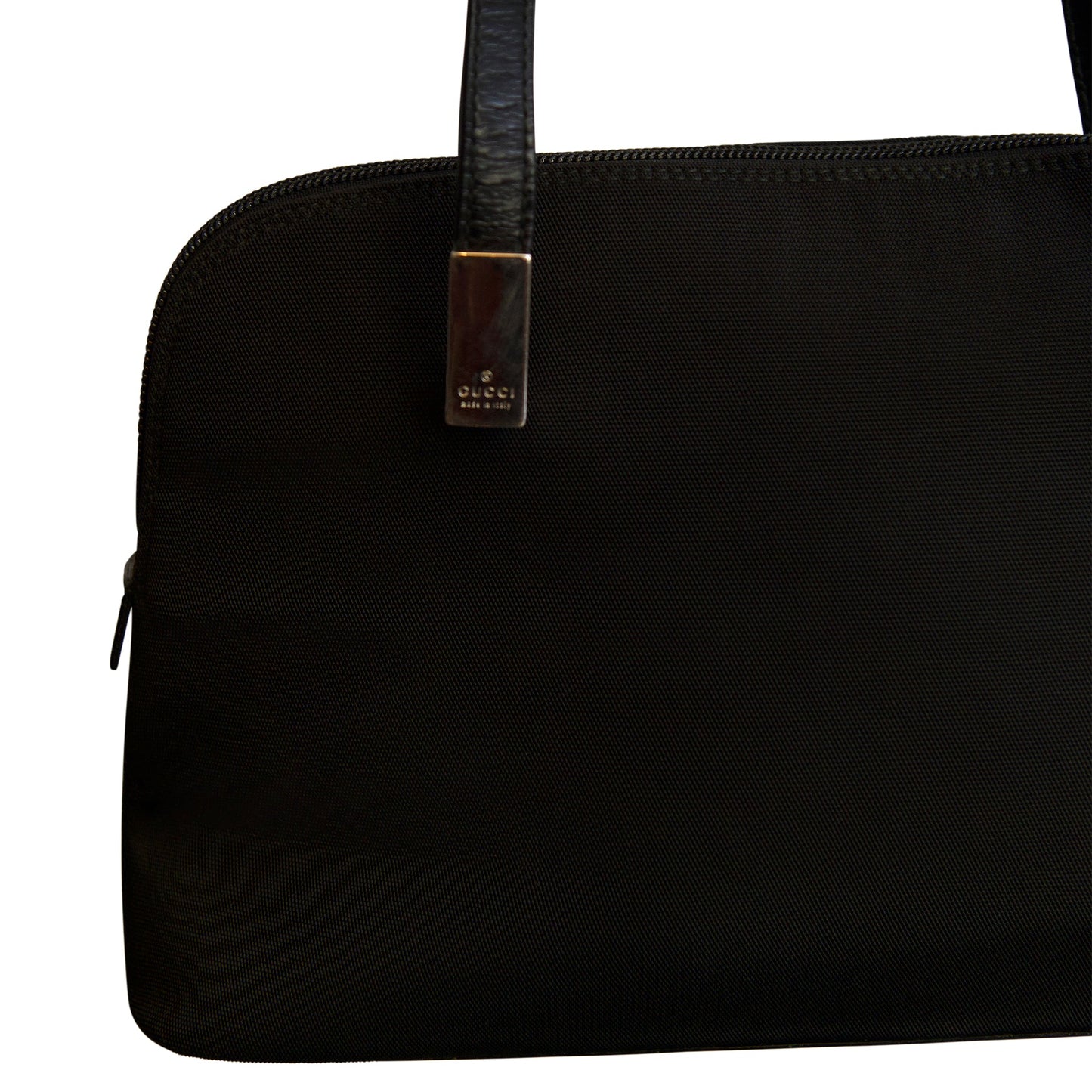 Gucci Black Nylon Leather Top-Handle