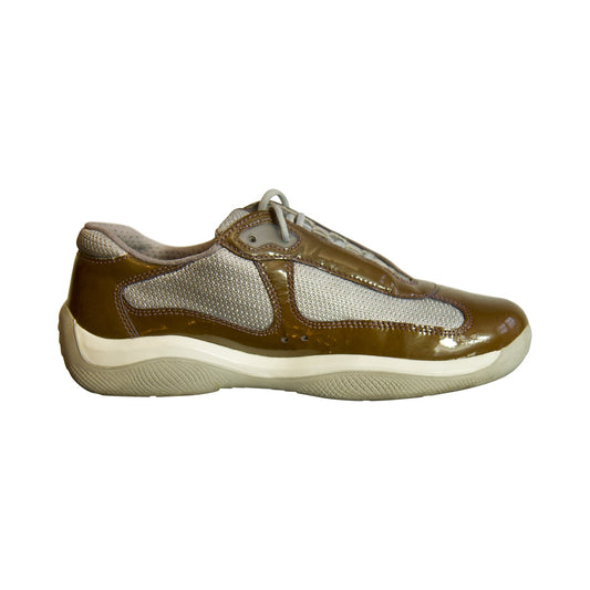 2010 Prada Cups Brown Patent Leather Trainers