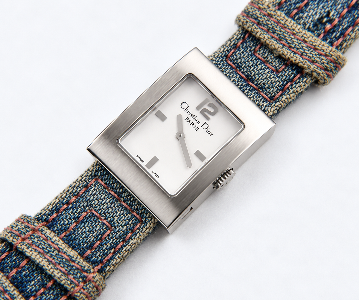 Christian Dior D78-109 Mother Of Pearl Dial Blue Denim Strap Watch(579-CHR-L). LWM864 | O/S, Multicoloured