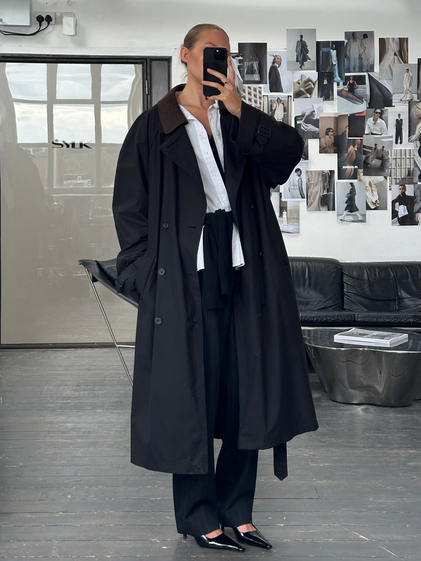 London Fog 1990s Leather Collar Belted Trench Coat - XXL