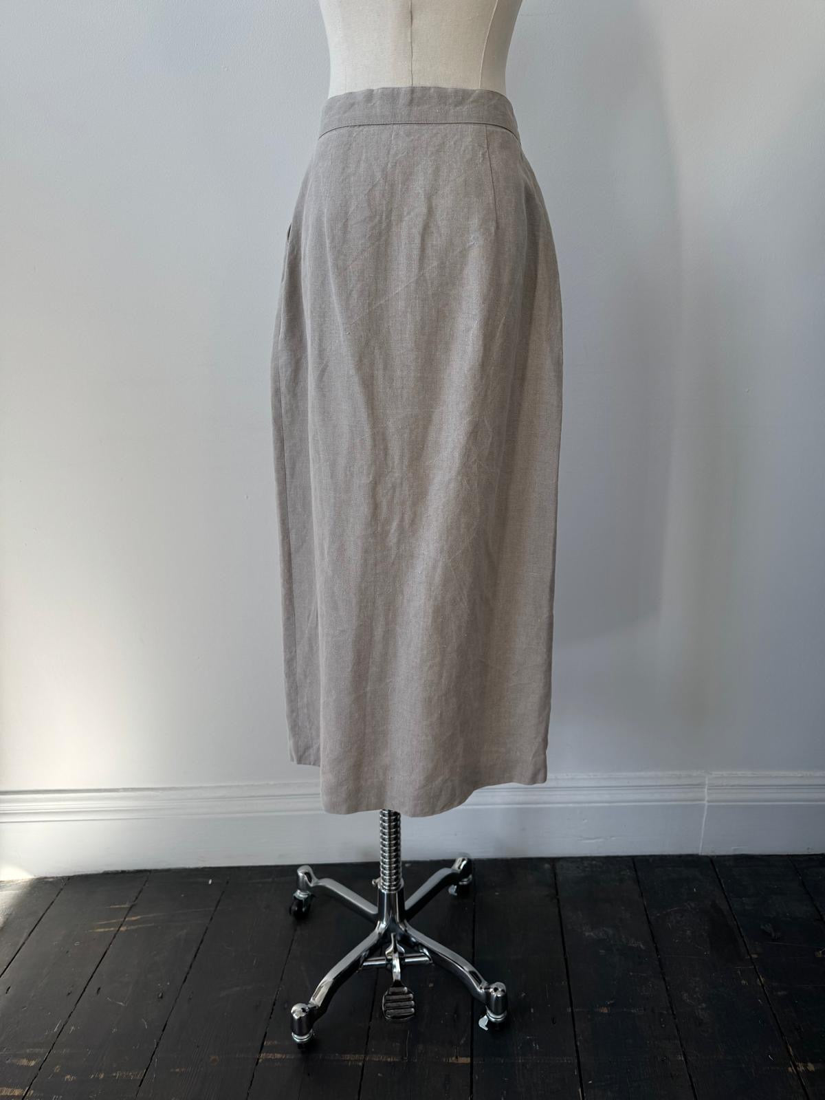 Marella 1990s Pure Linen Midi Skirt - W26