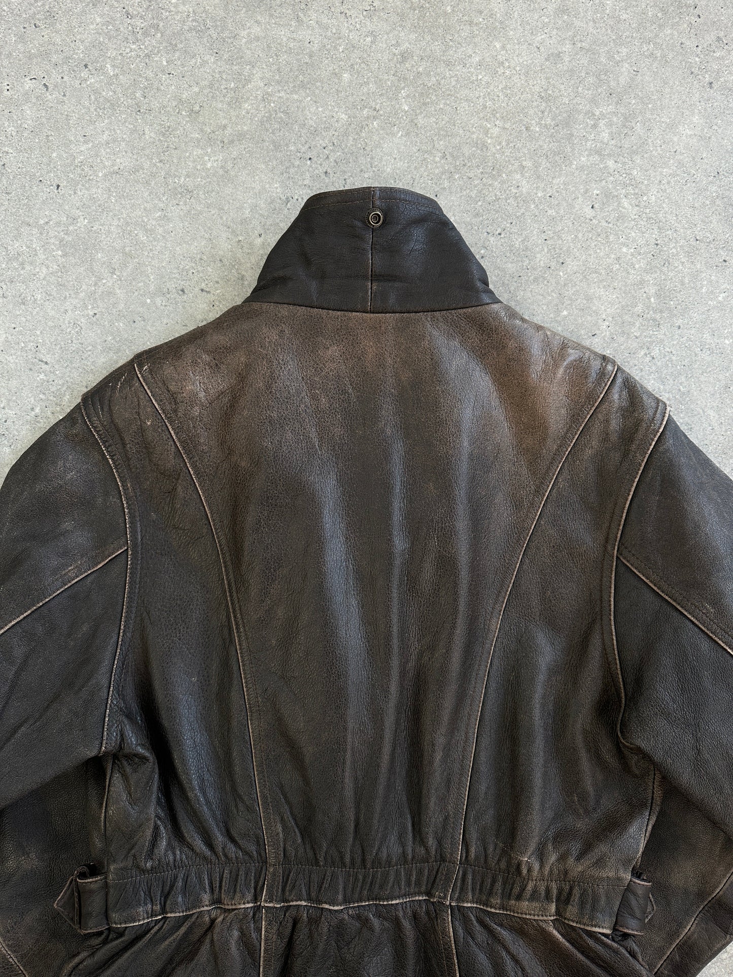 Vintage 1990s Aged Aviator Leather Jacket - M