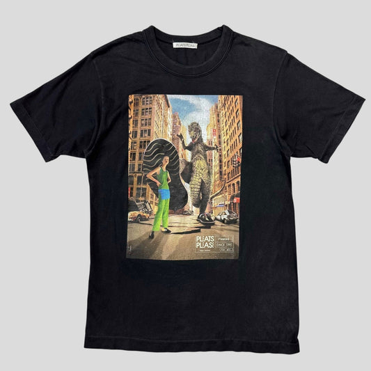 Issey Miyake Godzilla Pleats Please Poster Graphic T-shirt - XS/S | XS, Black