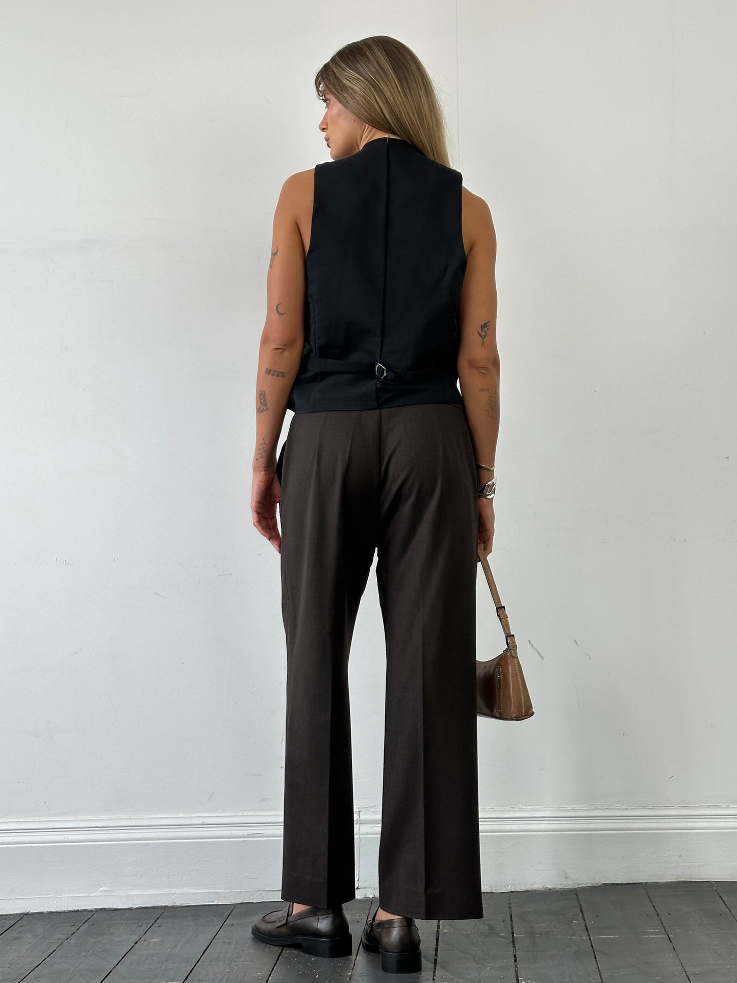 Max Mara Virgin Wool Straight Leg Mid Waist Trousers - W32