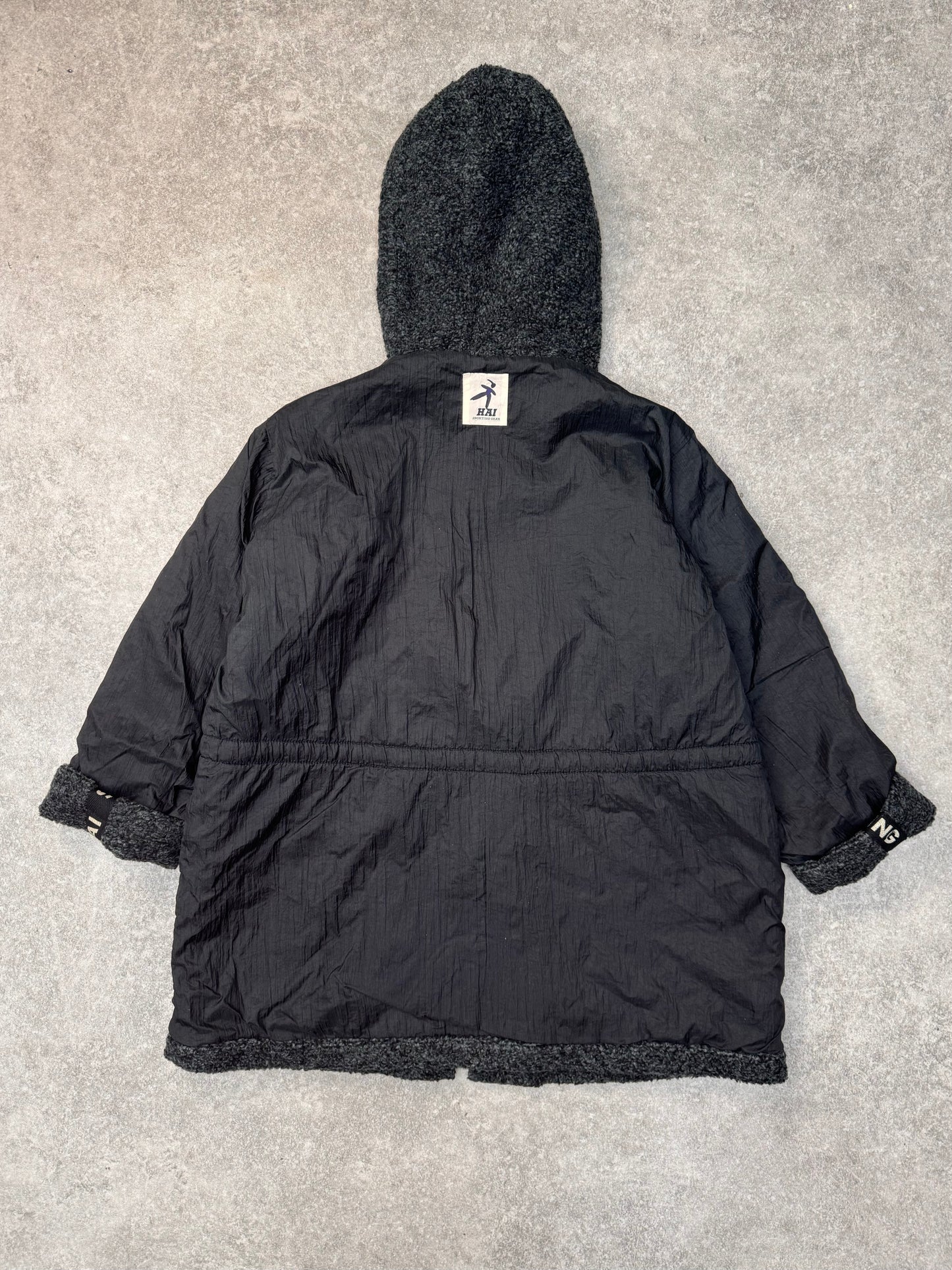 Hai Sporting Gear Reversible Logo Tape Grey Fleece Parka Jacket