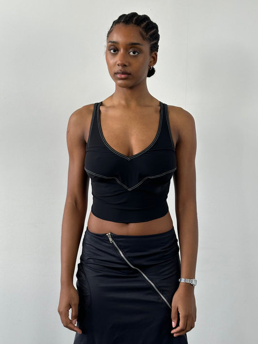 Vintage 2000s Sleeveless Contrast Stitch Top - S/M