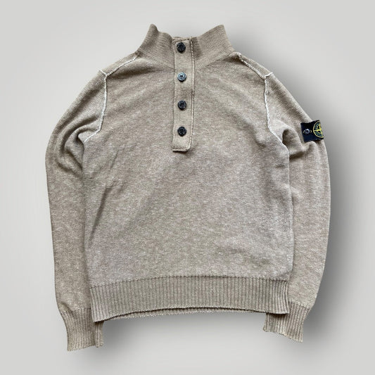 Stone Island SS/12 Lino Flax / Cotton Half Button Up M