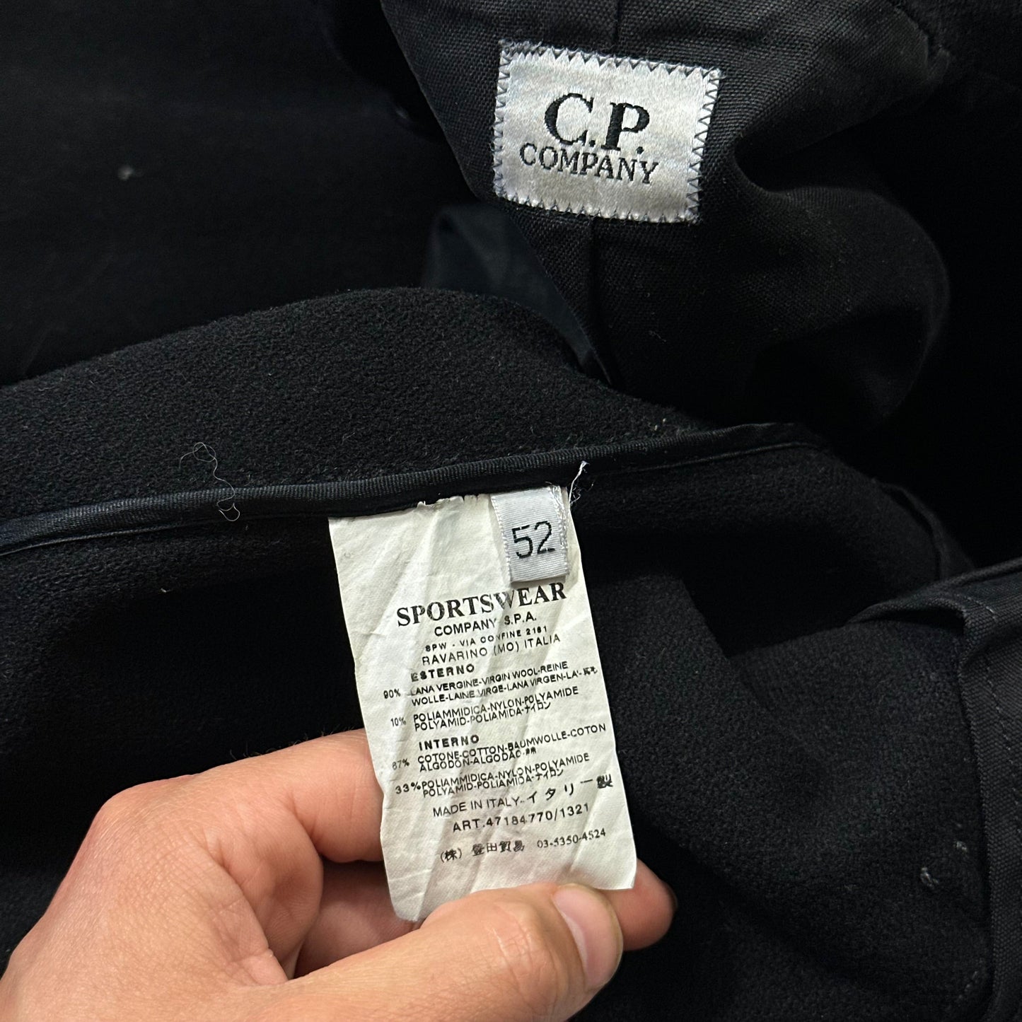CP Company AW07 Heavy Wool Contrast Stitch Military Peacoat - IT52 | Default Title, Black