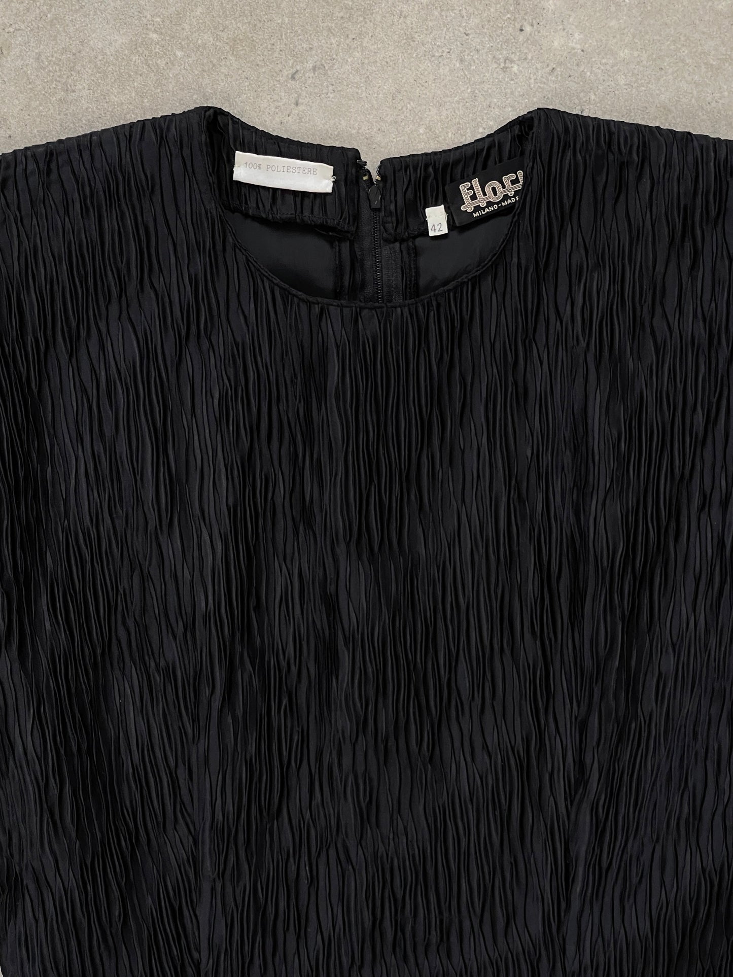 Italian Vintage Pleated Sleeveless Midi Dress - S/M