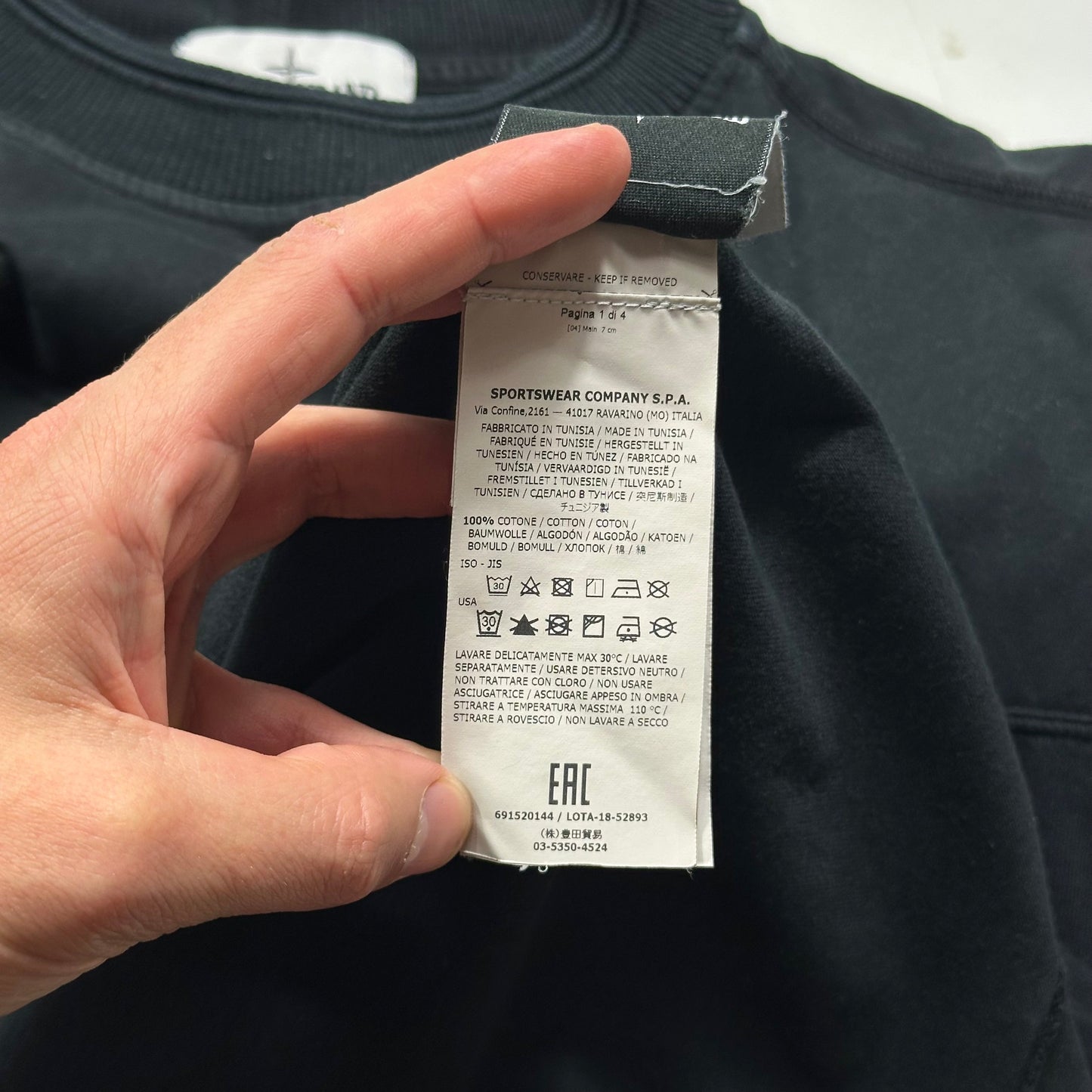 Stone Island FW18 Reflective Crewneck T-shirt - S (M) | Default Title, Black