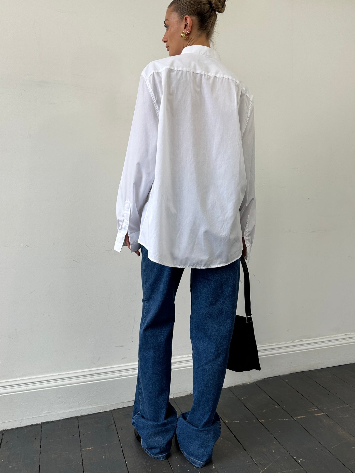 Vintage Cotton Pleated Wing Collar Dress Shirt - XL/XXL