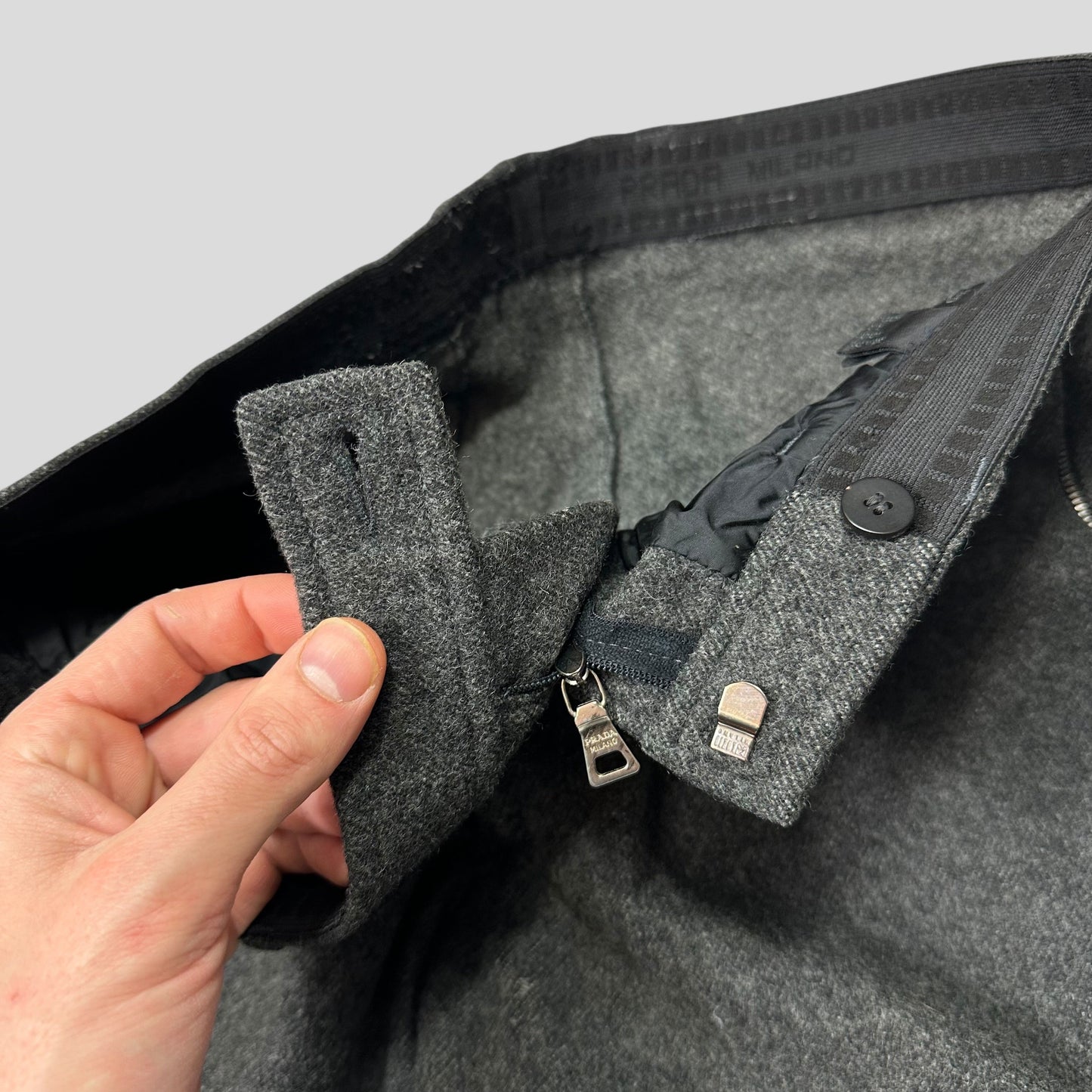 Prada Sport AW99 Heavy Wool Baggy Work Trousers - IT50 | Default Title, Grey