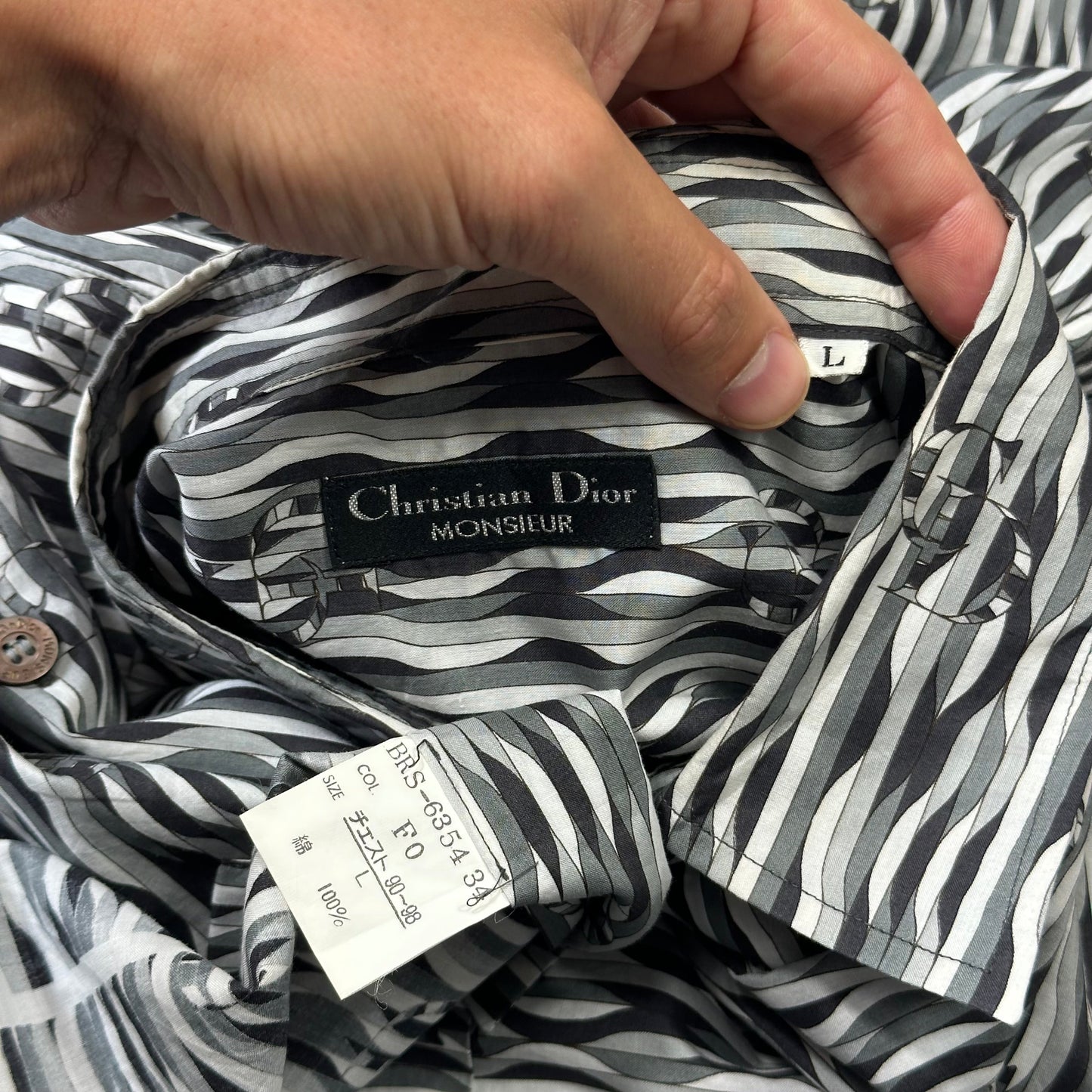 Christian Dior Monsieur 90’s Optical Illusion Spellout Logo Shirt - L/XL | Default Title, Multicoloured