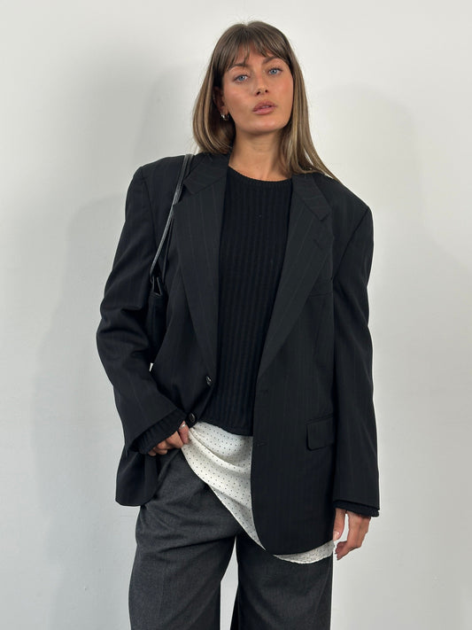 Christian Dior Le Connaisseur 1990s Pure Wool Stripe Blazer - 42R/XL