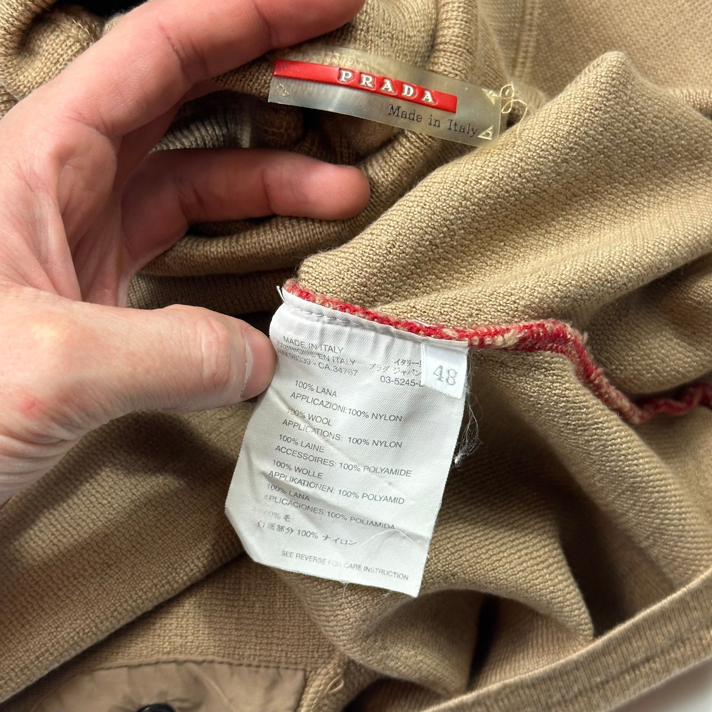 Prada Sport 00’s Ventilated Roll-neck Camel Knit Jumper - IT48