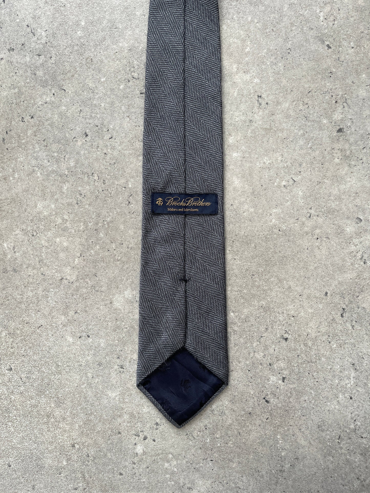Brooks Brothers 1990s Wool Silk Herringbone Tie