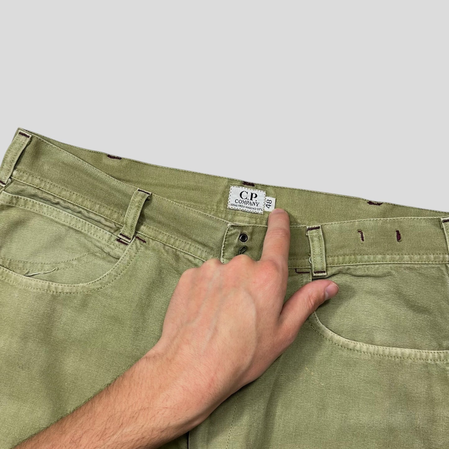 CP Company SS 1992 Ideas By Massimo Osti Green Logo Trousers - 31 | Default Title, Green
