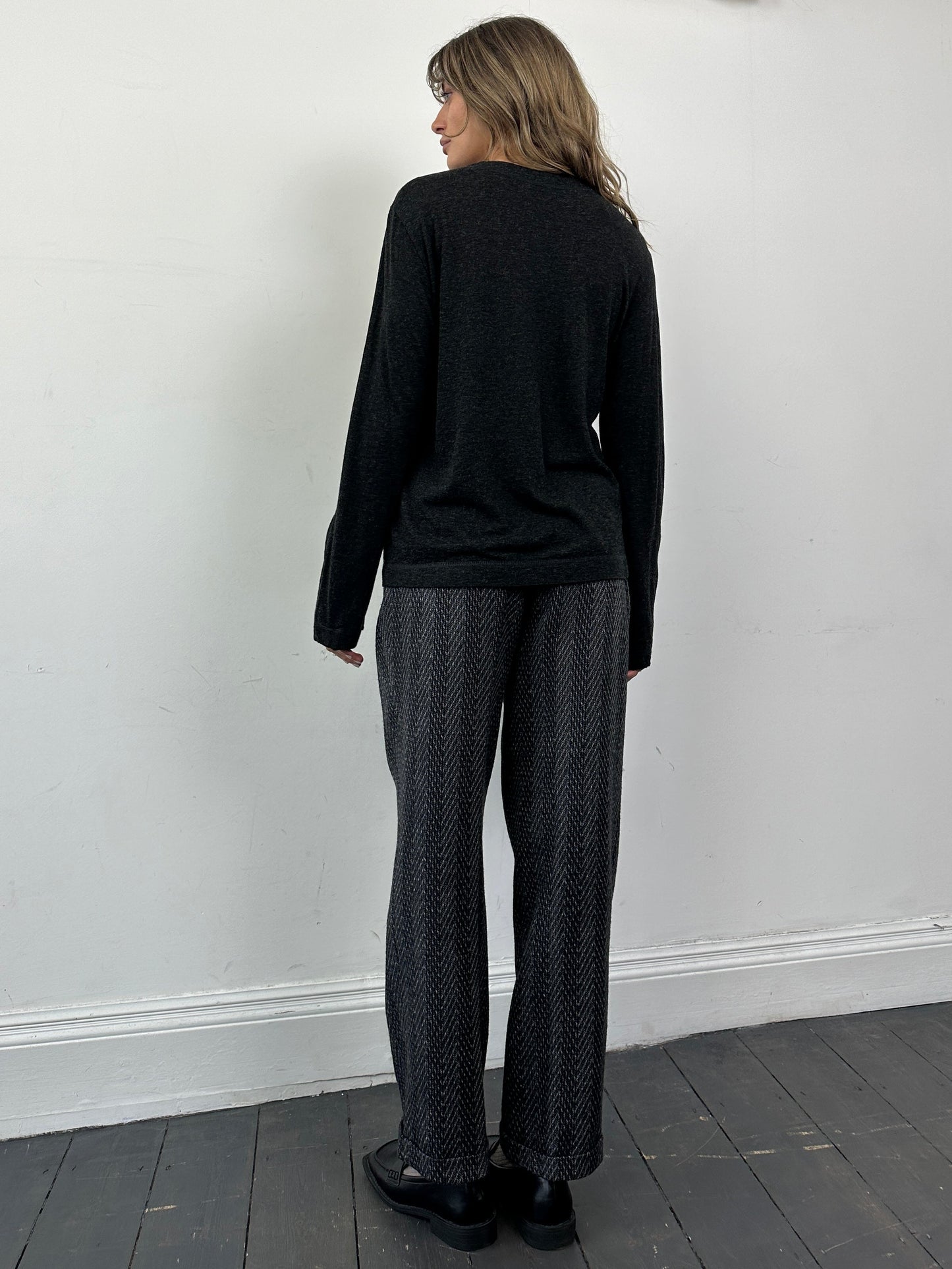 Italian Vintage Wool Pleated Tapered Leg Tailored Trousers - W28