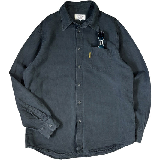 Armani Jeans 90’s Ramie Blend Waffle Shirt L | Large, Black