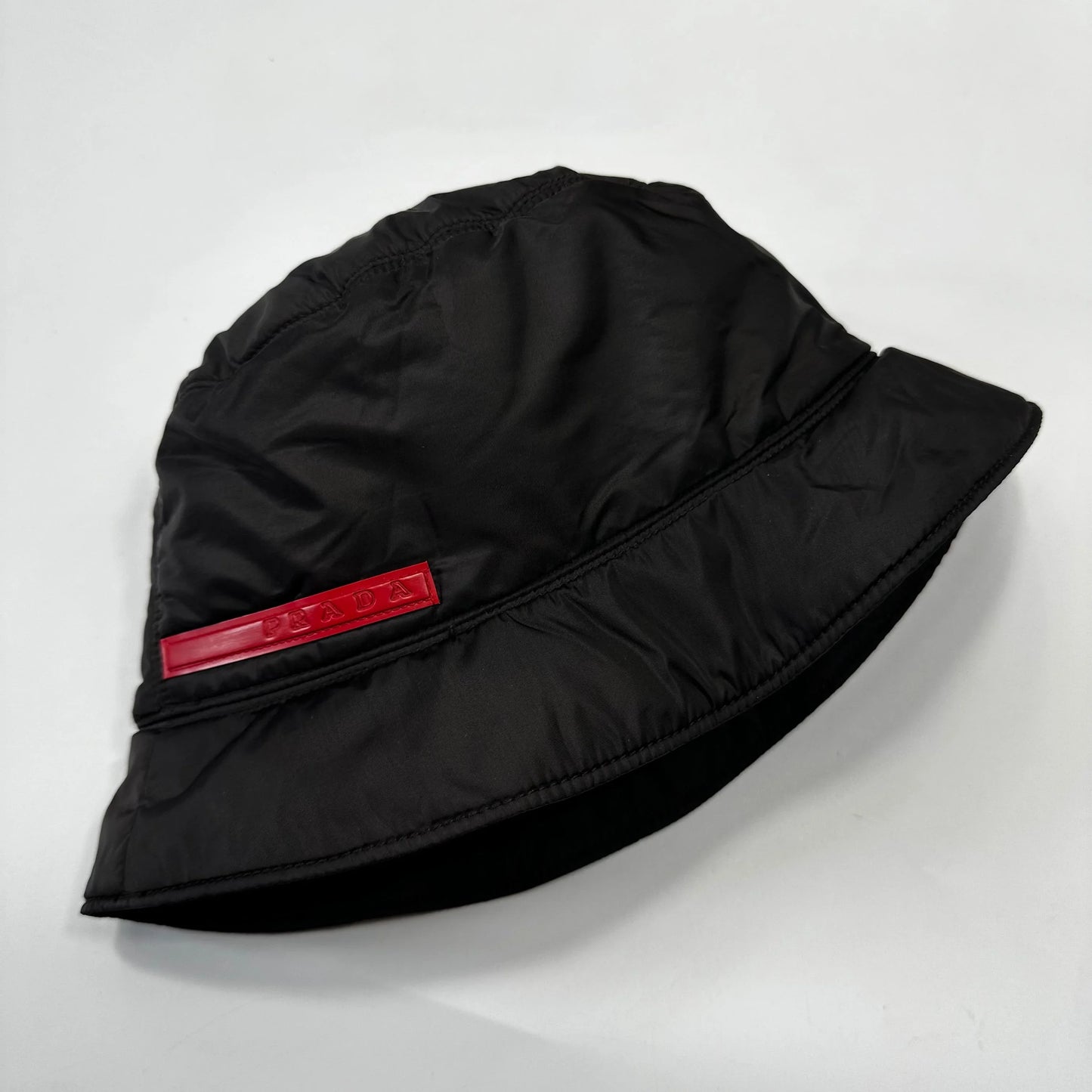 Prada Sport 1999 Nylon Padded Red Tab Bucket Hat - M/L