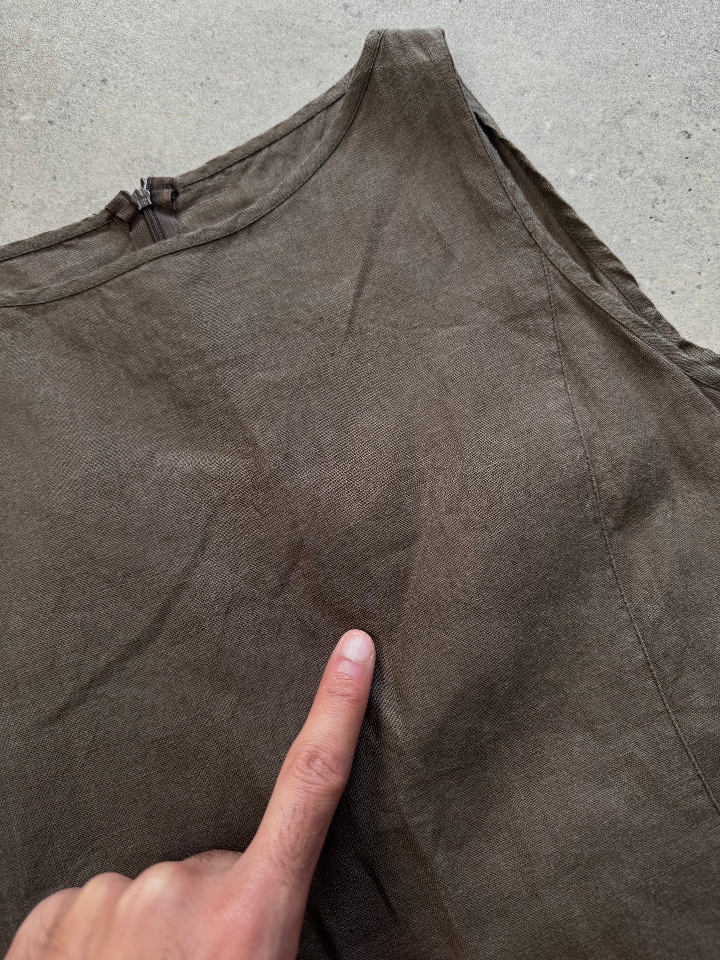 Armani Jeans 1990s Pure Linen Midi Sleeveless Dress - M