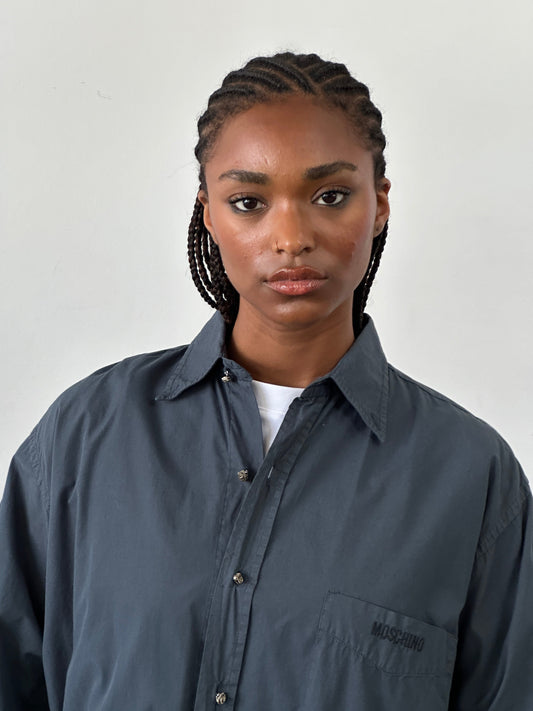 Moschino Pure Cotton Bespoke Button Logo Shirt - L