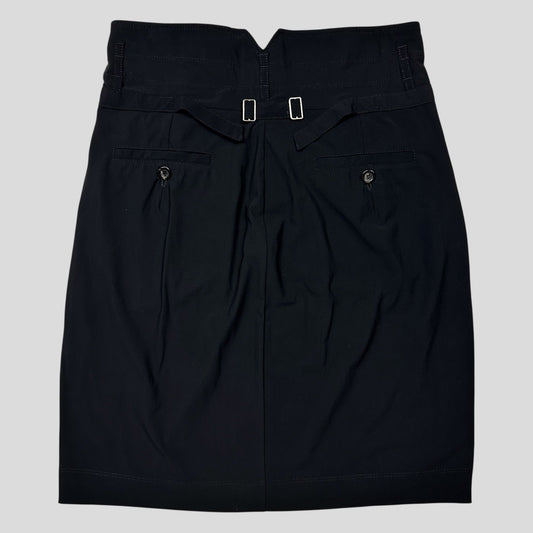 M+FG 00’s Rayon Silk Belted Skirt with Pleats - IT42 UK8-10 | O/S, Black