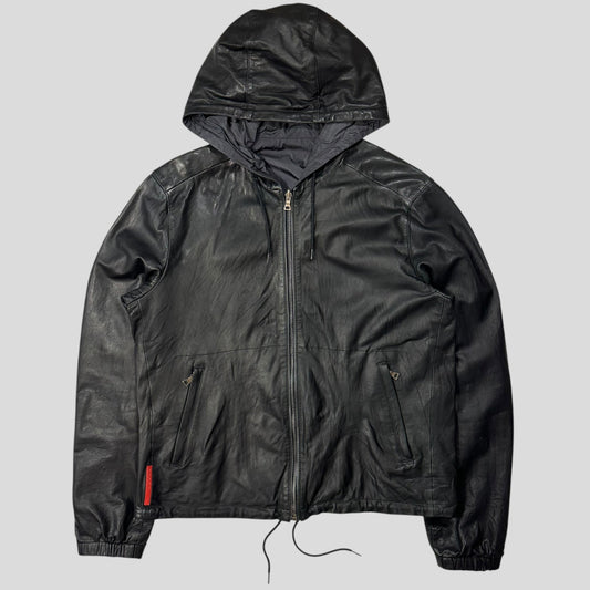 Prada Sport 2010 Reversible Leather + Micro Check Nylon Jacket - IT52