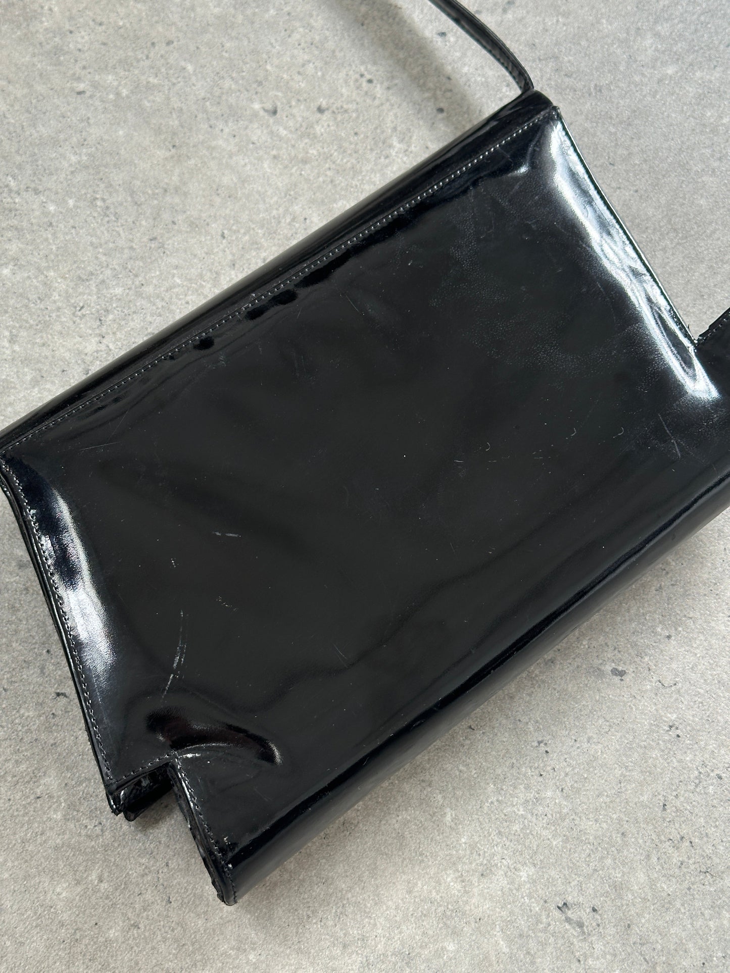 Charles Jourdan 1990s Asymmetric Patent Crossbody Bag