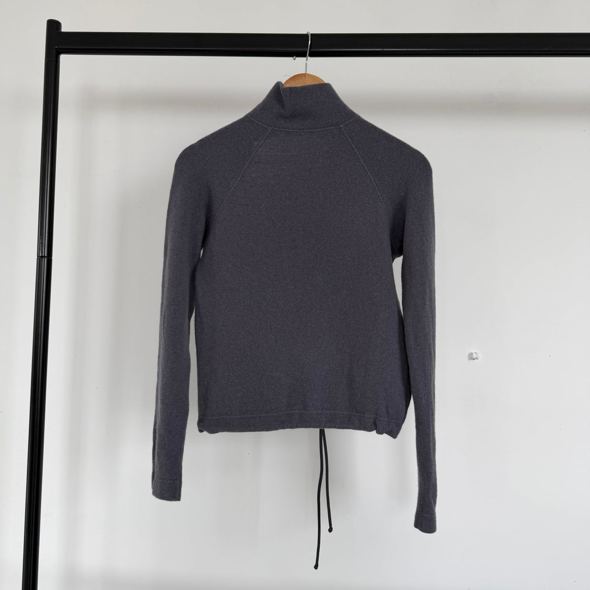 1990s armani jeans asymmetrical clasp funnel neck knitted jumper | O/S, Charcoal