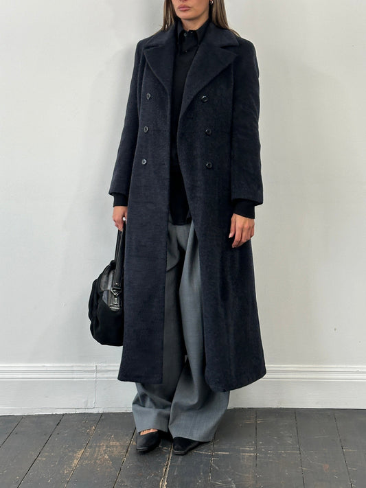 Vintage 1990s Wool Mohair Double Breasted Coat - S/M