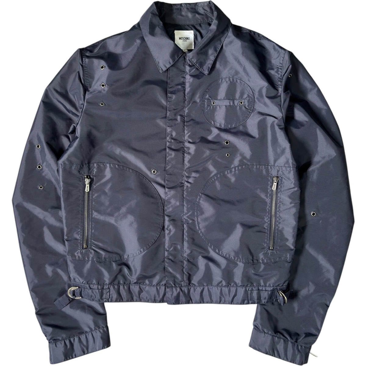 Moschino 00’s Cropped Ventilated Jacket M | Medium, Glossy Navy