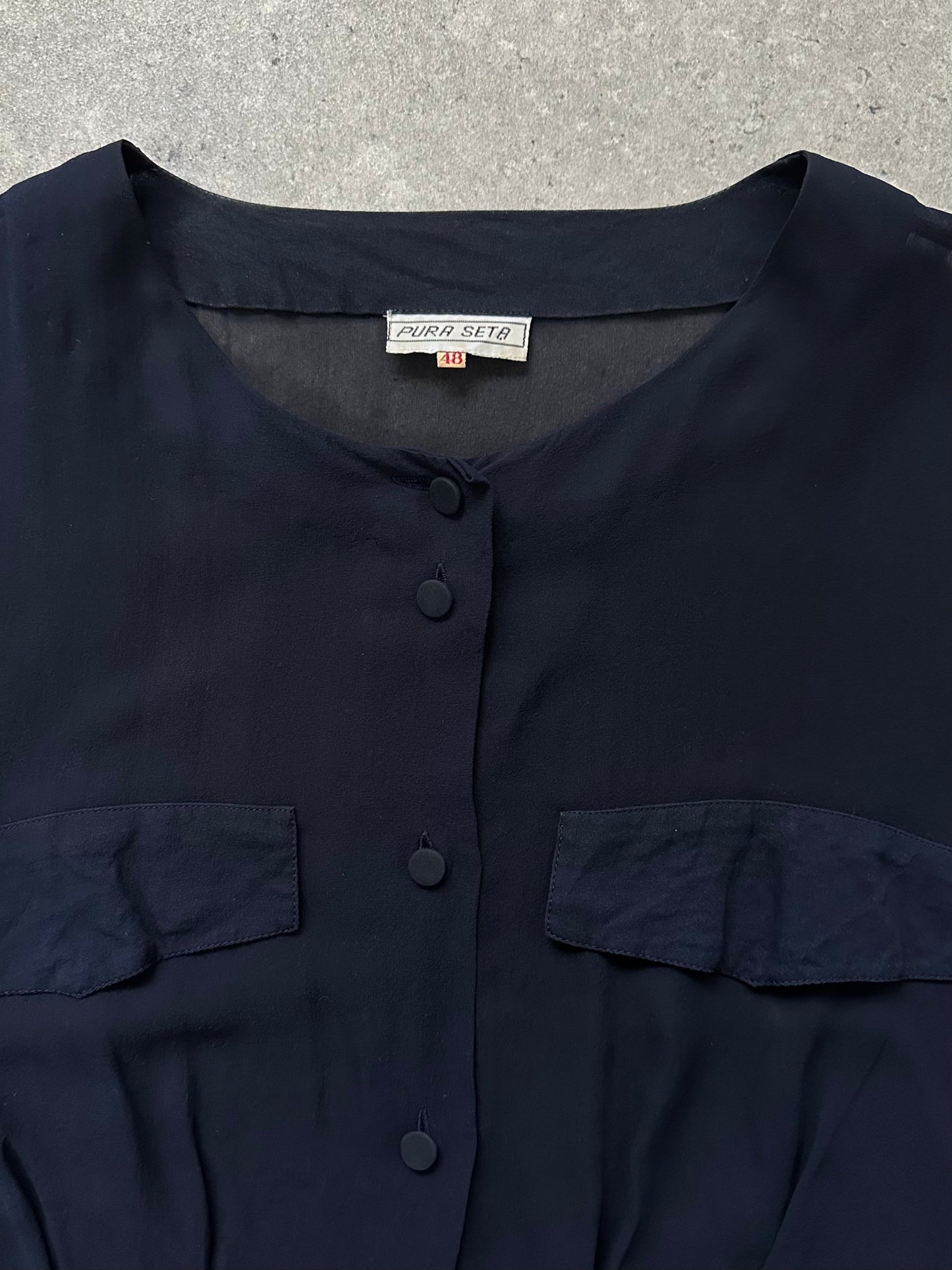 Vintage 1990s Pure Silk Sheer Shirt - M