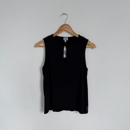 1990s armani jeans slit vest top | O/S, Tan