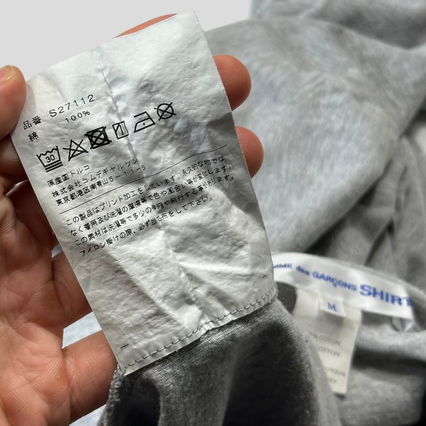 CDG SHIRT Mini Logo Cotton Grey T-shirt - M