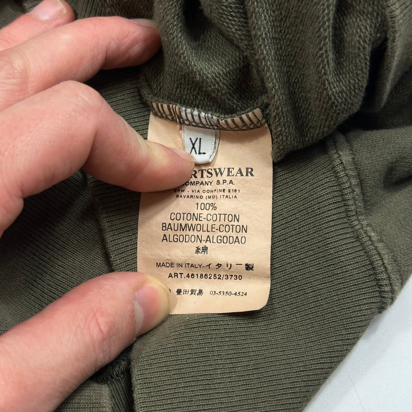 CP Company SS07 Piped Logo 1/4 Zip Convertible Collared Hoodie - M/L